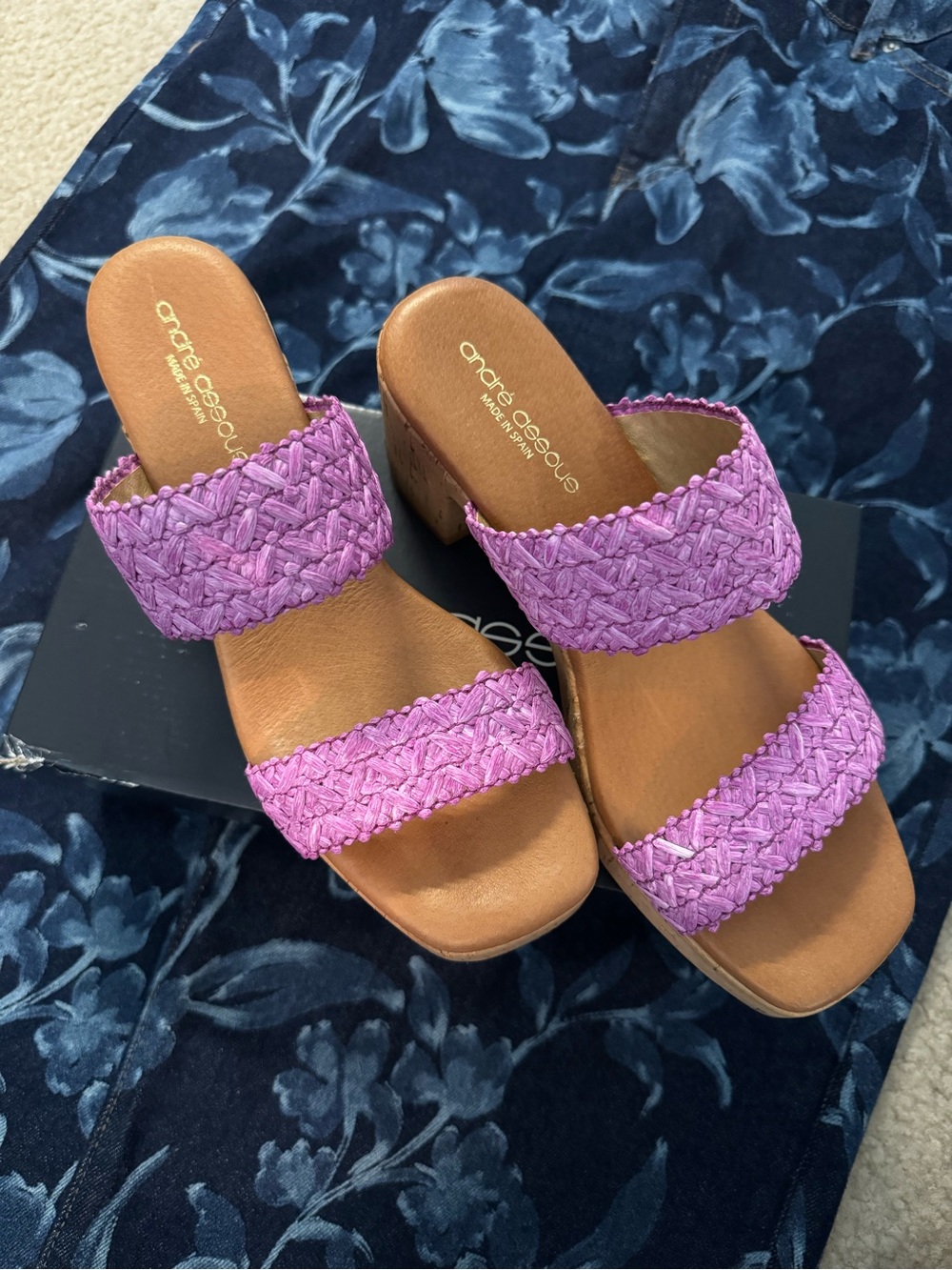 Andre Assous Pink Braided Double-Strap Slide Sandals